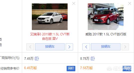 奇瑞艾瑞泽5 VS 丰田威驰怎么选？这两款汽车你会怎么选？