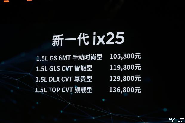 quanx新一代ix25上市，售10.58-13.68万元